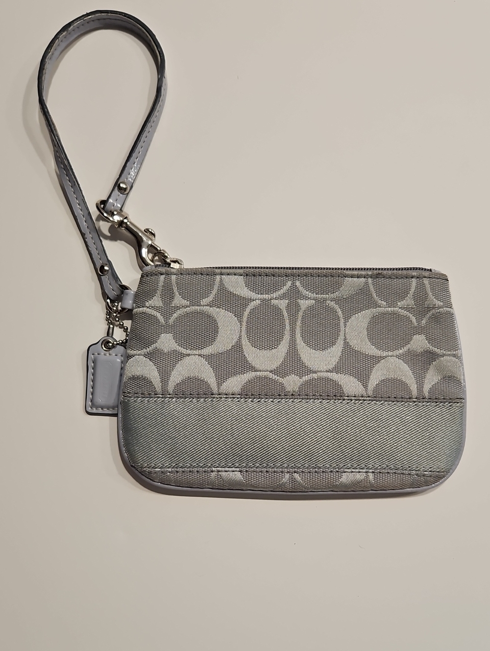 Coach Gray Signature Wristlet with Strap 6 1/2" X 4 1/2"